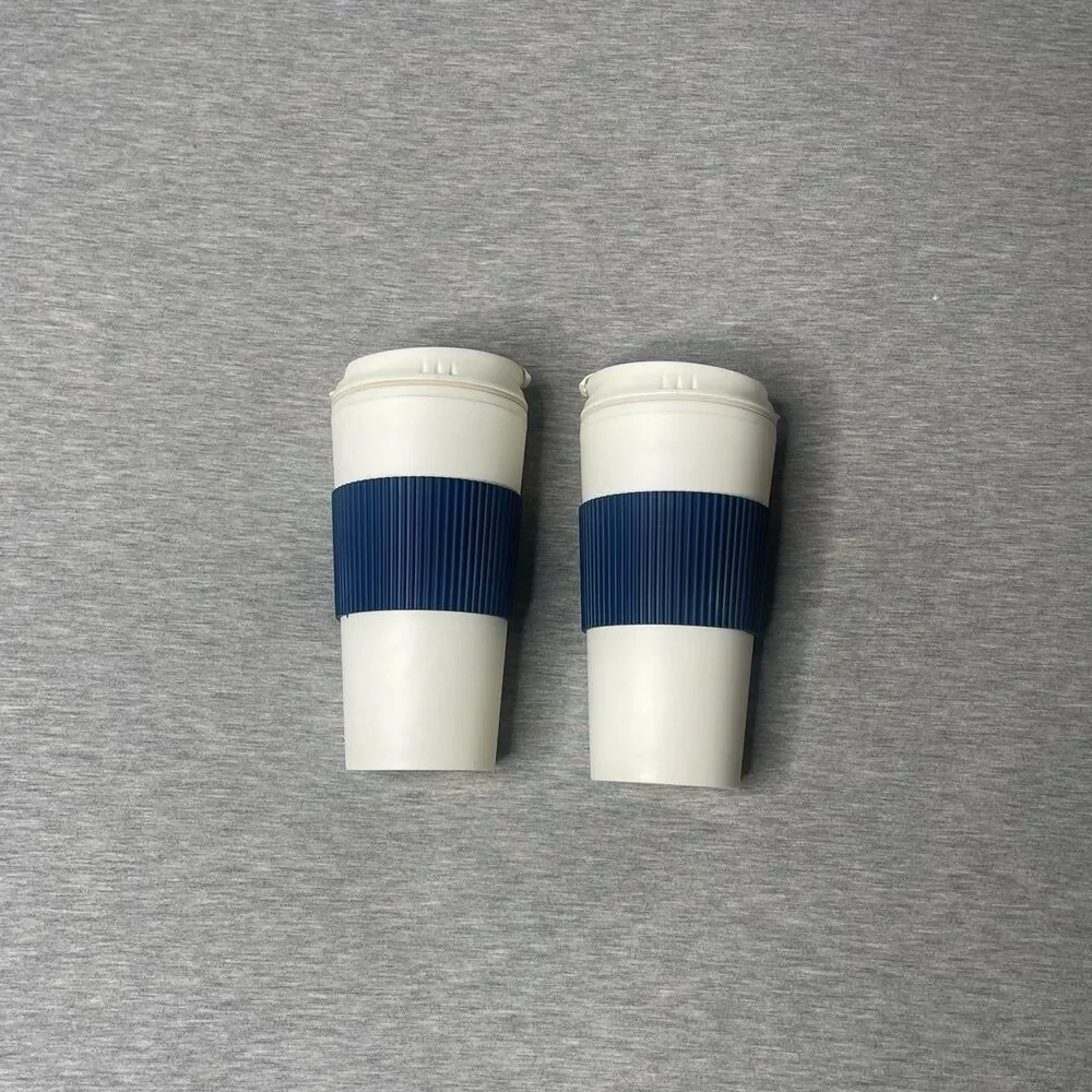 Hot & Cold Insulated 16 Oz. Navy Blue Sleeve Travel Tumbler Mugs 2 PCS. Set
